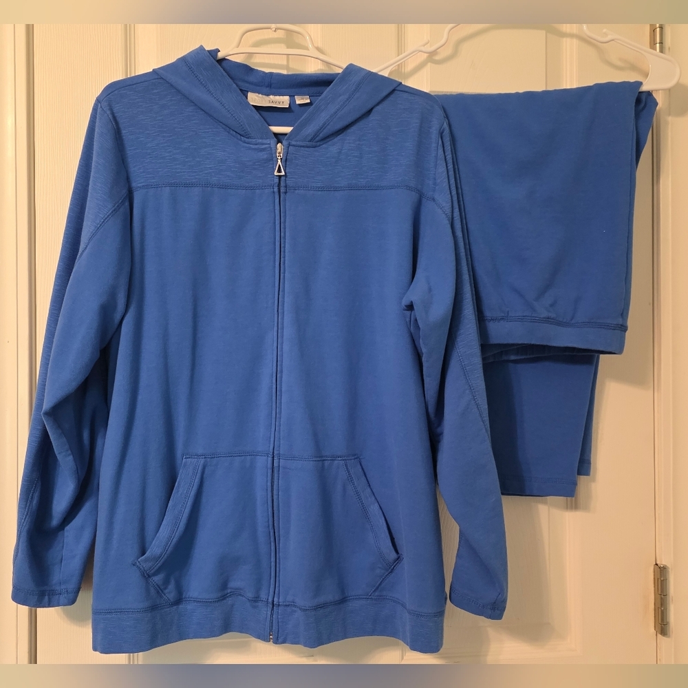 Sport Savvy QVC Women’s Royal Blue Zip Hoodie & Jogger Set